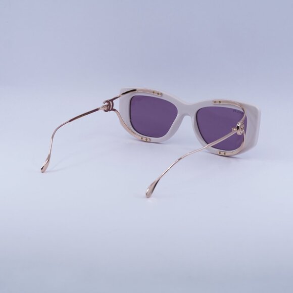 Gucci GG1566S 003 Sunglasses Ivory/Gold Rectangle Frame, Violet Lenses - Picture 7 of 12